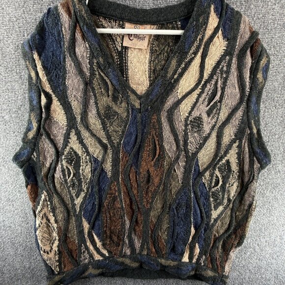 COOGI Classic Australia Large Men Sweater Vest V Neck Pullover Knit Colorful